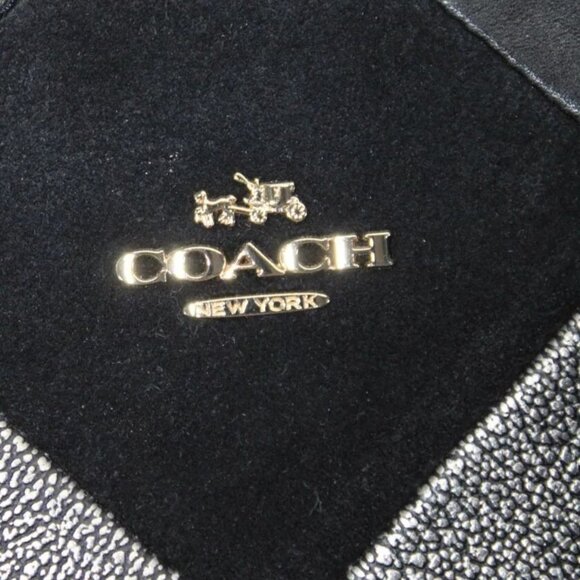Coach Womens Double Handle Logo Metallic Patchwork Satchel Handbag Black 36531 - Picture 6 of 11